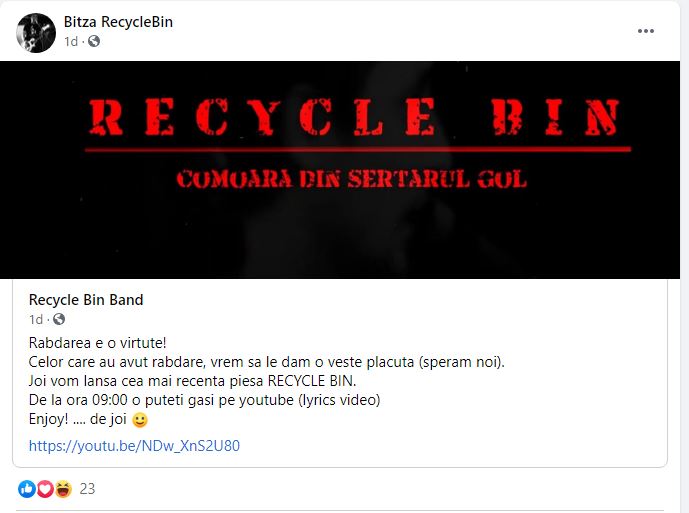 Trupa Recycle Bin a lansat single-ul „Comoara din sertarul gol”