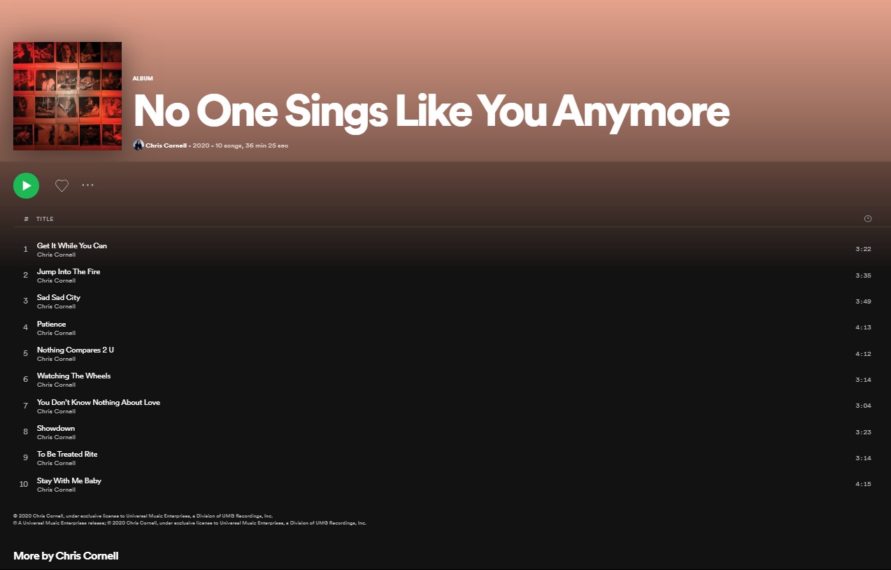 Lansare Surpriză a Albumului de Coveruri a lui Chris Cornell „No One Sings Like You Anymore”