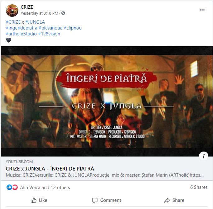CRIZE x JUNGLA au lansat clipul pentru piesa ÎNGERI DE PIATRĂ