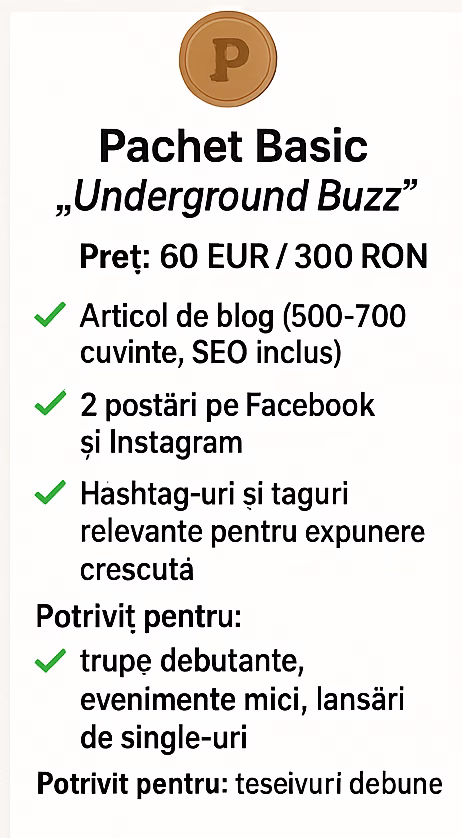 🥉 Pachet Basic – "Underground Buzz" - ZaTurk
