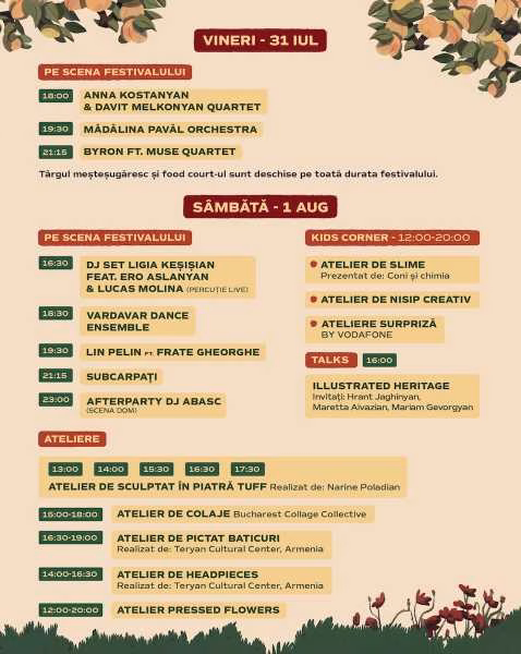 Festivalul Strada Armenească anunță programul complet al ediției aniversare: trei zile de concerte, ateliere și întâlniri în Grădina Botanică între 31 iulie și 2 august