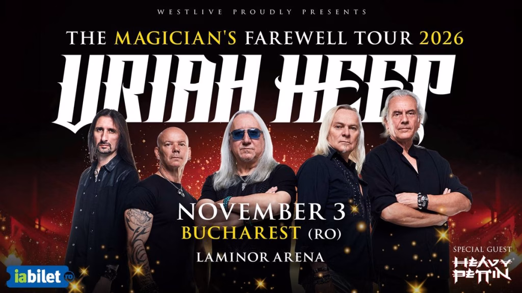 Afișul oficial al concertului Uriah Heep de la Laminor Arena, București
